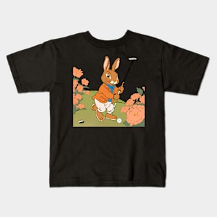 Golfing Rabbit Dad Bunny Lover is a Golfer in the Golf Club Tournament Kids T-Shirt